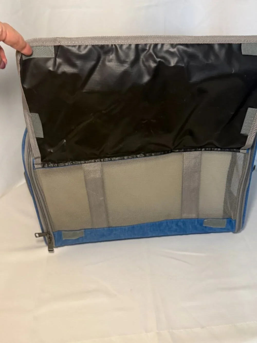 Soft Pet Carrier Tote Bag Blue 18x12x11 Dog Cat Travel Crate Carry Sherpa EUC